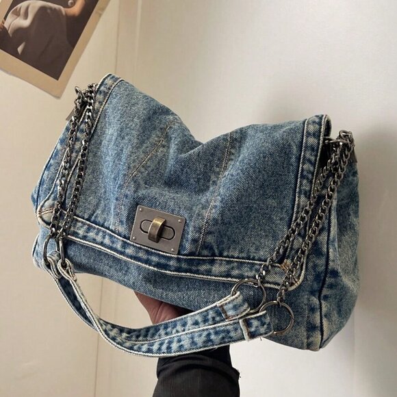 Blue Casual Women's Shoulder Minimalist Crossbody Large - Picture 6 of 10